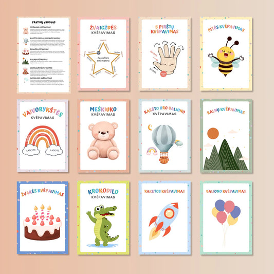 „Kvėpavimo pratimai“ 24 plakatai ir kortelės